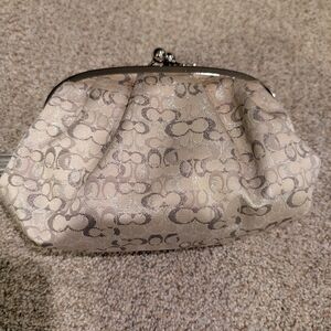 Coach Beige and Gray Patterned Clutch
